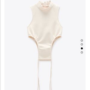 NWT ZARA FW Sale! Ecru tied top with cords Size L
